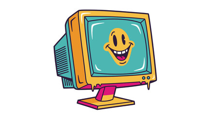 Vintage Computer Monitor Smiley Face.