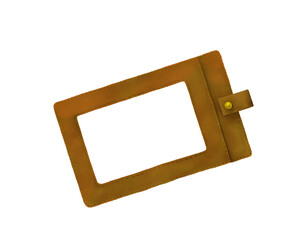 茶色のパスケースの水彩画