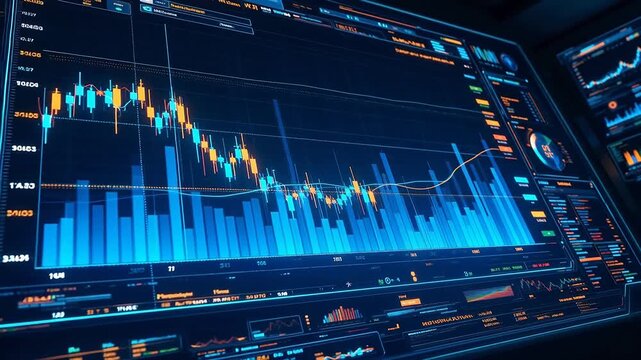 Stock market data on digital display