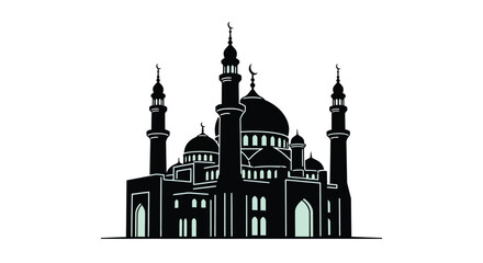 Obraz premium Detailed black silhouette of a mosque with minarets silhouette