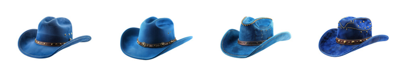 Blue Denim Cowboy Hat PNG Cut-out isolated on transparent background