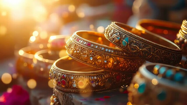 Colorful Indian Bangles Displayed.