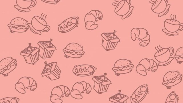 Seamless fast food pattern for video background.
