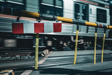 踏切と通過する列車の車輪