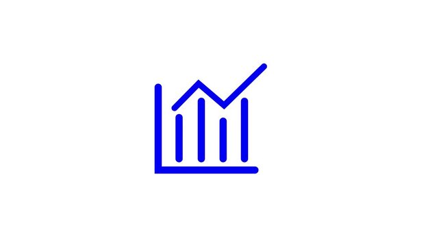 Animated business finance chart increasing and decreasing line icon. Financial diagram on white background for market trends and data analysis.
