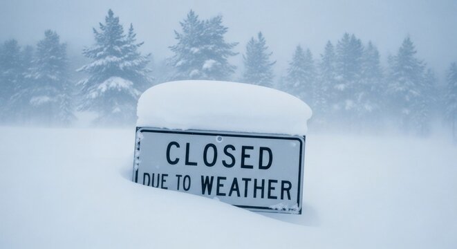Snowed In Closed Due to Weather in a Winter Wonderland.