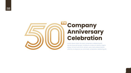 Obraz premium 50th anniversary gold corporate banner with luxury minimal number design on light background