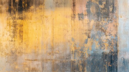 Fototapeta premium Texture on wall with yellow and blue colors under bright light in a room