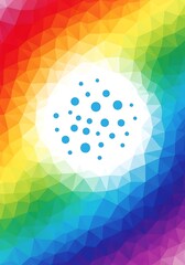 Geometric spectrum display with blue circle shapes arrayed in center