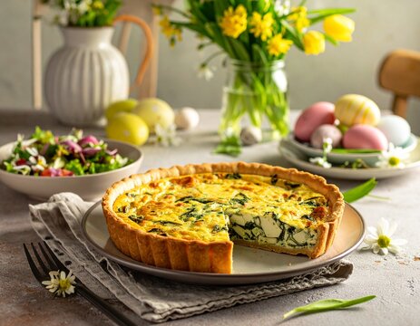 B&auml;rlauch-Quiche mit Fr&uuml;hlingssalat