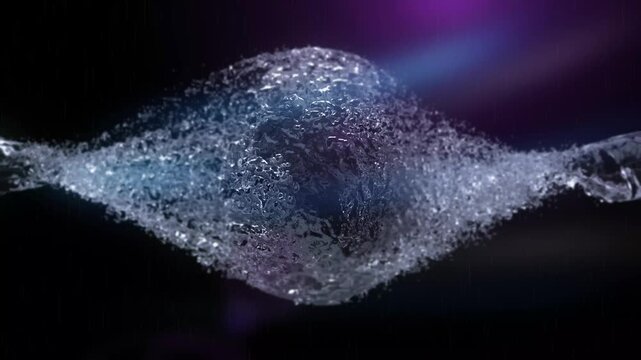Circulating particles water. Animated water background. Logo reveal