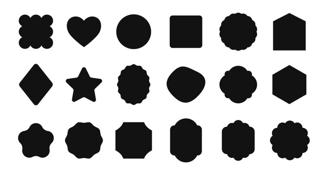 Set label and tags silhouette. Vintage and retro label, frames badges shape collections.Ornamental sale sticker.