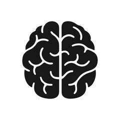 Fototapeta premium Solid black icon set vector illustration brain symbol neuroscience psychology AI concept