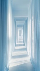 Obraz premium Serene Light-Filled Hallway with Sheer Curtains Creating Depth