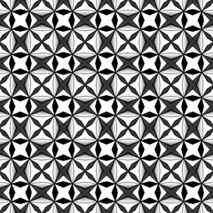 Fototapeta premium Seamless geometric pattern with repeating black and white diamond shapes creating a monochrome tile texture background for website or presentation.
