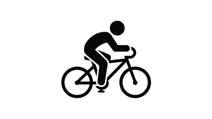 Obraz premium Cycling icon with a person riding a bicycle sports and fitness symbol
