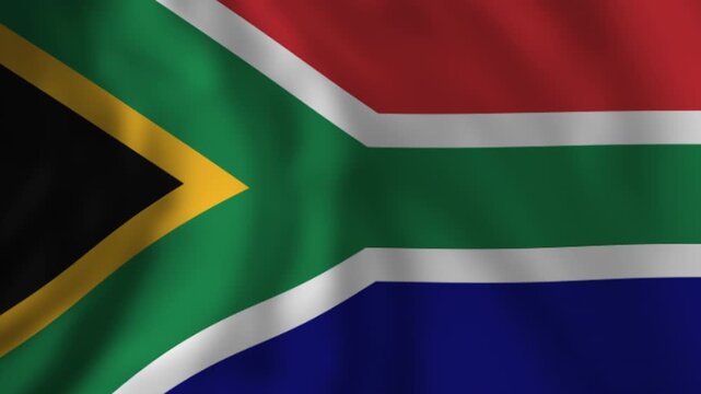 South africa flag waving in slow motion