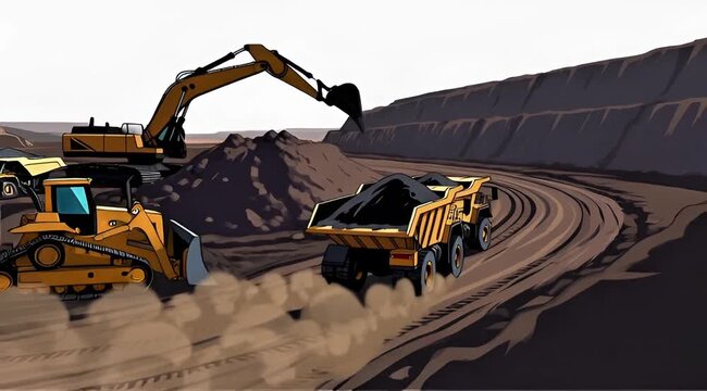 excavator at work in the quarry