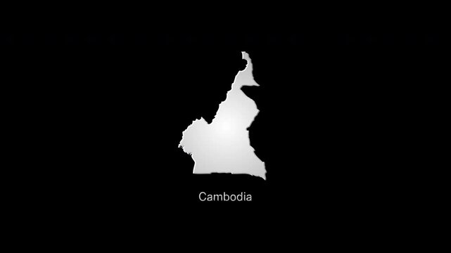 Cameroon map revealing animation with glowing particles