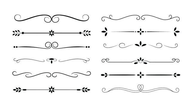 set of vintage floral ornamental swirl design elements