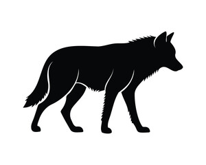 Obraz premium Vector black wolf silhouette illustration with detailed fur texture, isolated on a transparent background, ideal for branding or icon design.