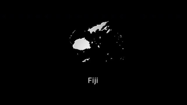 Fiji country map revealing on black background