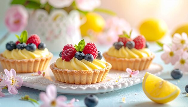 Zitronen-Tartelettes mit Beeren