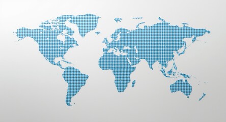 Fototapeta premium Map formed by an array of small blue dots with different sizes scattered artistically