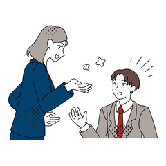 Successful Business Communication Between Female and Male Employees Illustration