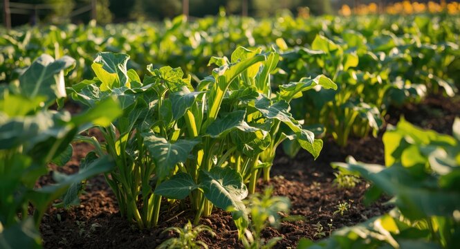 Dynamic permaculture garden planting corn, squash, and beans together in a nutrient-rich milpa bed