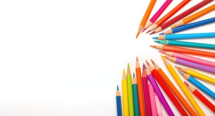 Fototapeta premium A variety of vibrant pencils on a copyspace background illustrating educational innovation
