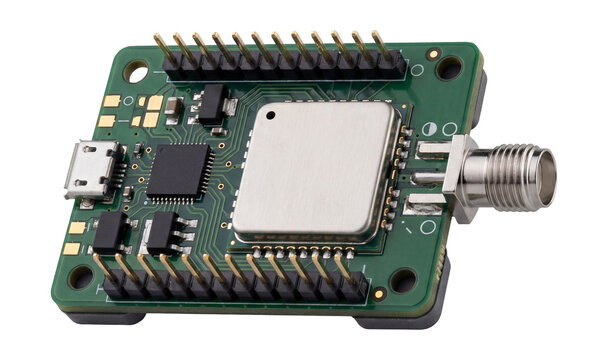 Microcontroller with LoRa module and SMA connector.