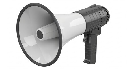 Modern black and white megaphone on white background for communication