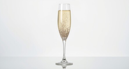 Naklejka premium White background showcasing a champagne flute with Christmas sparkle embellishments