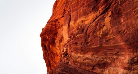 Natural rock formation in red hues with copy space