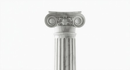 Obraz premium White marble architectural pillar in silhouette form isolated on white emphasizing classic style