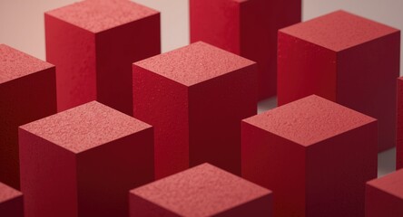 Fototapeta premium Grouped crimson blocks portraying a three dimensional modular design