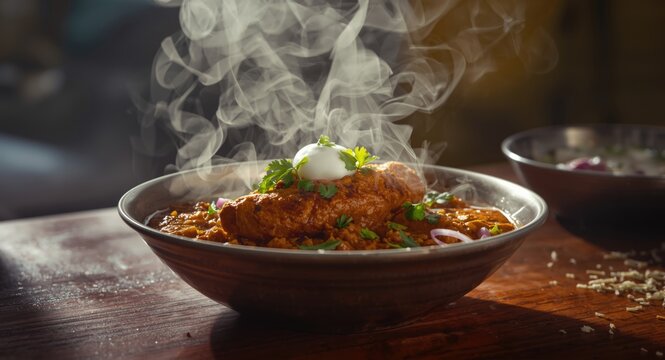 Maharashtrian street food misal pav served with fresh sprouts curry