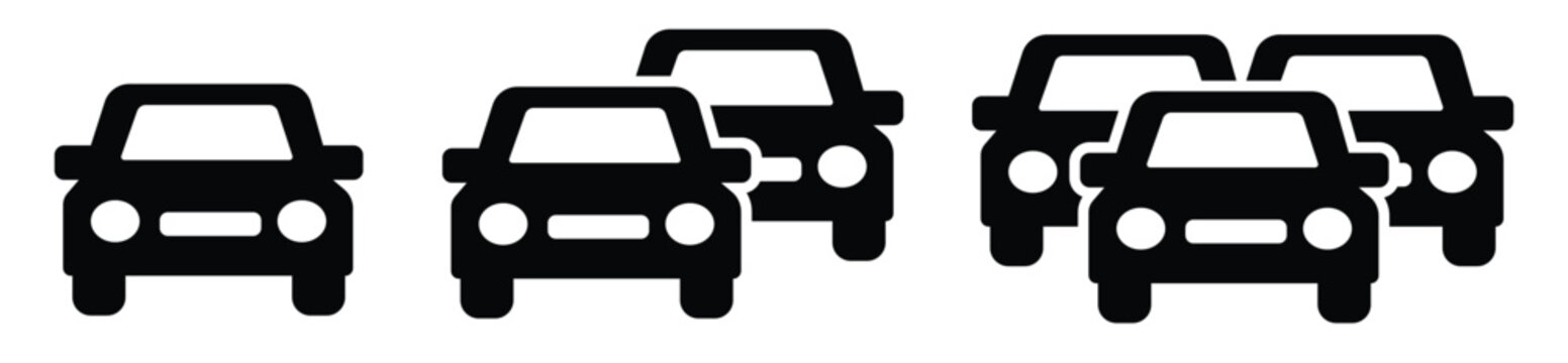 Cars icon set. Traffic jams , automobiles, cars, driving, transport. Different cars and traffic jam symbols icons. Automobile vector illustration. Car symbols frontal car icons

