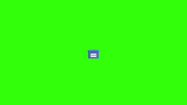 Hand inserting ballot into vote box on green screen