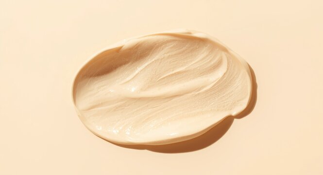 Smooth light beige cosmetic cream with creamy texture for skin protection and makeup use