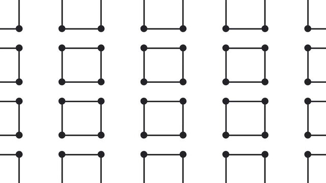 The dots connect to form squares. This mass increases and decreases.