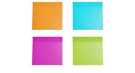 Fototapeta premium Colorful squares in orange, blue, pink, and green on transparent background
