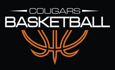 Cougars Basketball Team Design 12 is a very useful and attractive design for your basketball team that includes text and graphic of a basketball. Great for shirts and promotions.