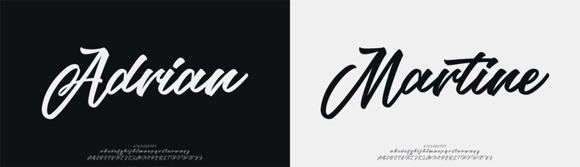 Fototapeta premium Adrion Martine, signature Font Calligraphy Logotype Script Brush Font Type Font lettering handwritten 