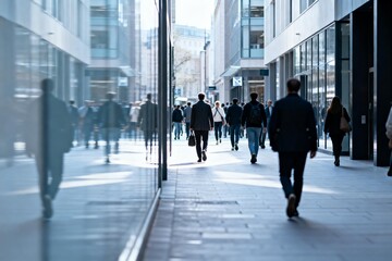 Obraz premium People walking in a modern urban street