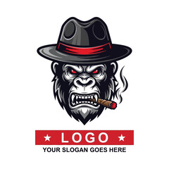 A gorilla wearing a hat and smoking a cigar © sakibahmed