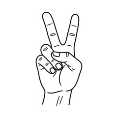 Obraz premium A hand making a peace sign with two fingers