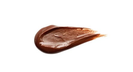 Creamy hazelnut chocolate spread sample on a bright white backdrop