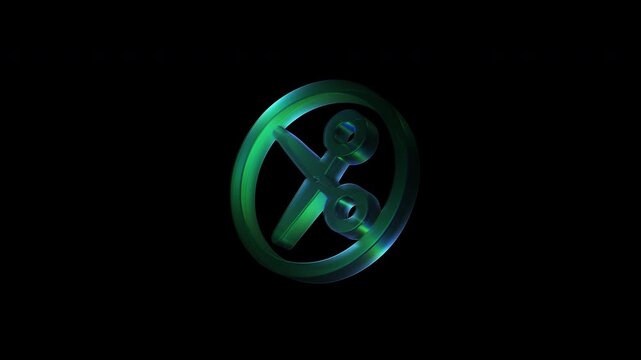 Rotating three dimensional scissor icon animation